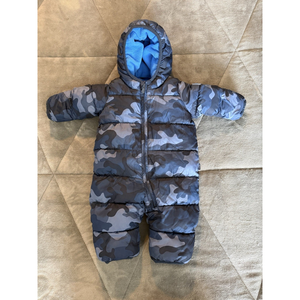 Baby Gap Baby Snowsuit Puffer 0-3 Months Blue Camouflage Camo